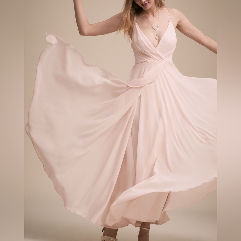 Anthropologie BHLDN Eva Dress in Pearl - Tank Top V Neck Chiffon Flowy Gown